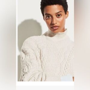 Vince Diagonal Cable Knit Turtle Neck Sweater